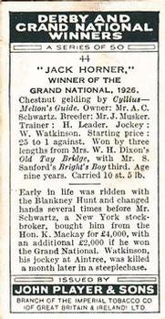 1933 Player's Derby and Grand National Winners #44 Jack Horner Back